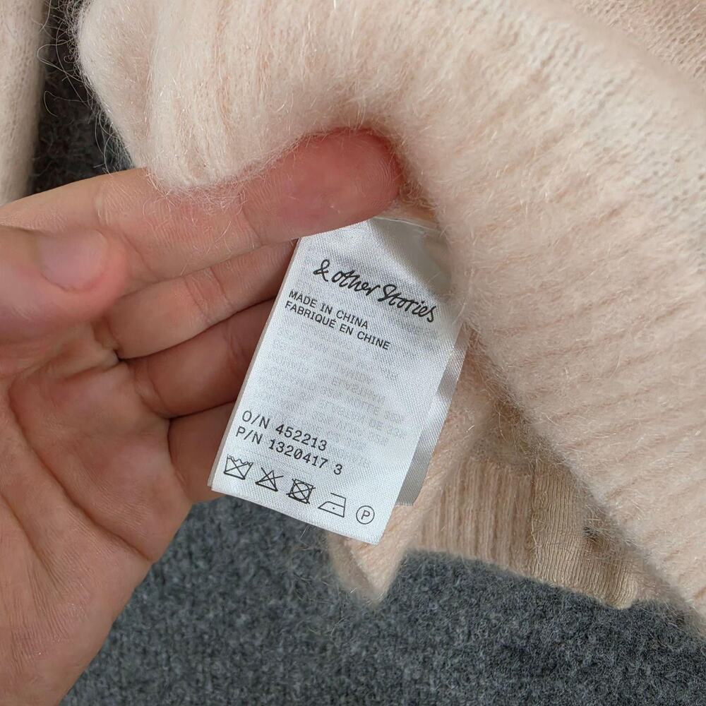 & Other Stories Sweater Small Mohair Blend Brushed Cardigan Wool in Peach Office - Picture 11 of 16